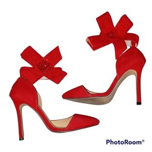 Beryl red suede ankle bow heels size 8